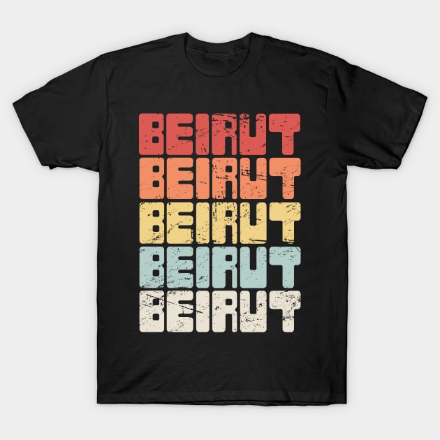 Vintage BEIRUT Lebanon Text T-Shirt by Wizardmode